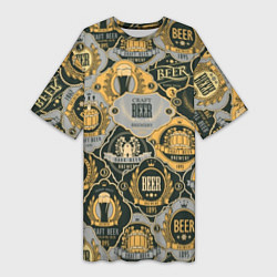 Женская длинная футболка Пивные этикетки мира
