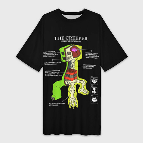 Женская длинная футболка The Creeper / 3D-принт – фото 1