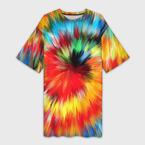 Женская длинная футболка Абстракция разноцветная и яркая / 3D-принт – фото 1
