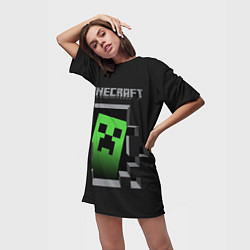 Футболка женская длинная Minecraft Creeper, цвет: 3D-принт — фото 2