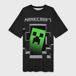 Футболка женская длинная Minecraft Creeper, цвет: 3D-принт