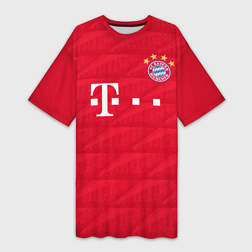 Женская длинная футболка FC Bayern: Lewandowski Home 19-20 / 3D-принт – фото 1