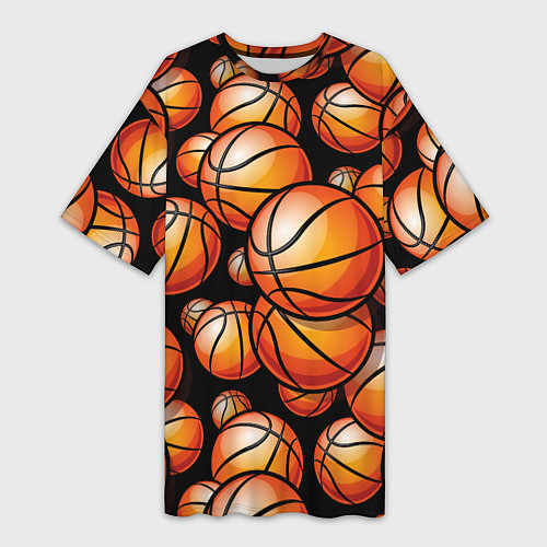 Женская длинная футболка Баскетбольные яркие мячи / 3D-принт – фото 1