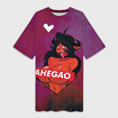 Женская длинная футболка Demon Ahegao / 3D-принт – фото 1