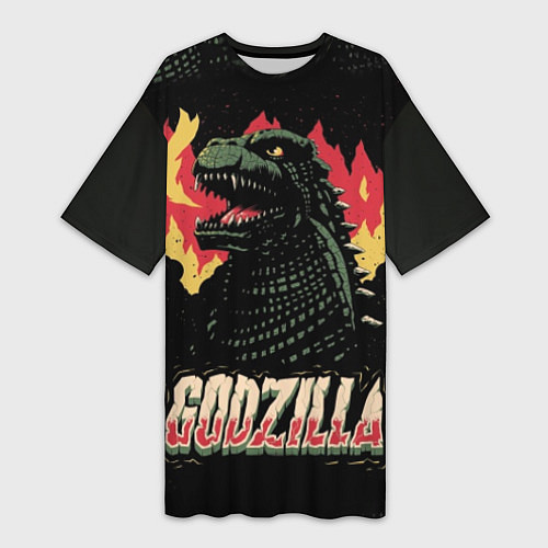 Женская длинная футболка Flame Godzilla / 3D-принт – фото 1