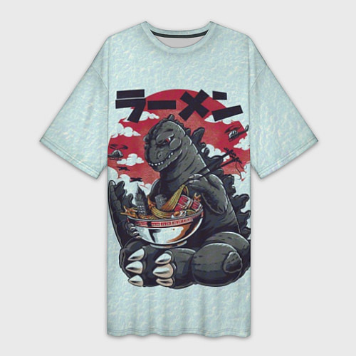 Женская длинная футболка Blue Godzilla / 3D-принт – фото 1