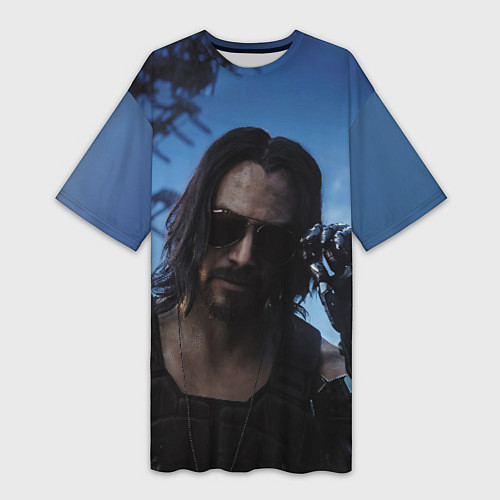 Женская длинная футболка Киану Ривз / 3D-принт – фото 1