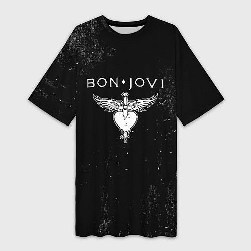 Женская длинная футболка Bon Jovi / 3D-принт – фото 1