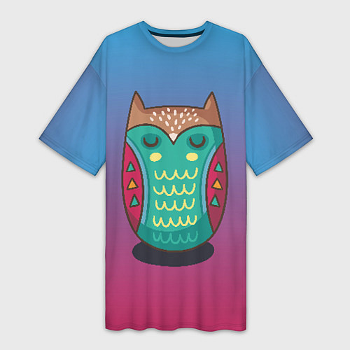 Женская длинная футболка Мудрая сова / 3D-принт – фото 1