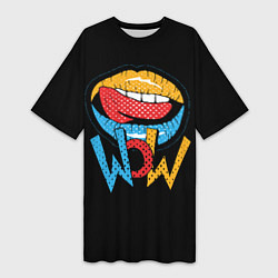 Футболка женская длинная Wow - lips with tongue, цвет: 3D-принт