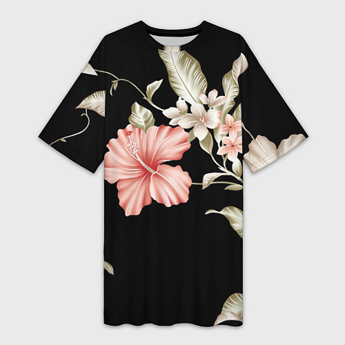 Женская длинная футболка Красивые Цветочки / 3D-принт – фото 1