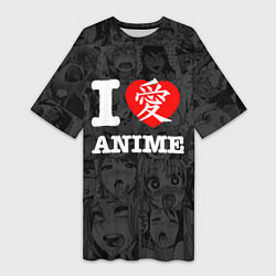 Футболка женская длинная I love Anime, цвет: 3D-принт