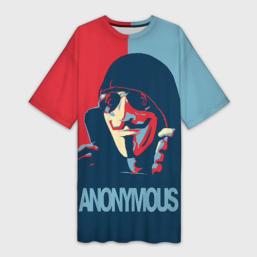 Женская длинная футболка Anonymous поп арт мем / 3D-принт – фото 1