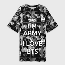 Женская длинная футболка I am army and I lover BTS