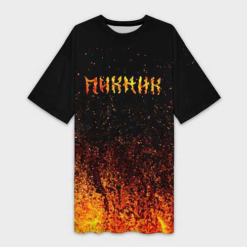 Женская длинная футболка Пикник в огне / 3D-принт – фото 1