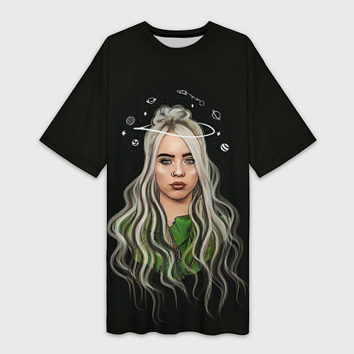 Женская длинная футболка BILLIE EILISH / 3D-принт – фото 1