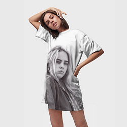 Футболка женская длинная BILLIE EILISH, цвет: 3D-принт — фото 2