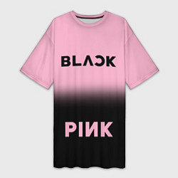 Футболка женская длинная Blackpink - розово-черный, цвет: 3D-принт