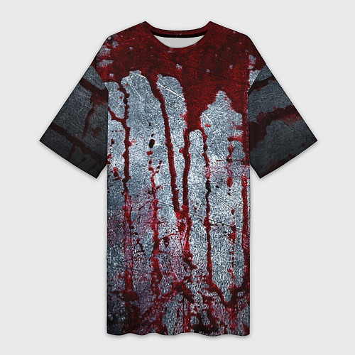 Женская длинная футболка Кровь на металле текстура / 3D-принт – фото 1
