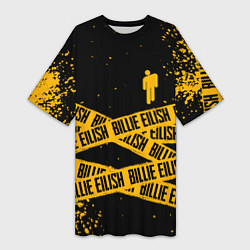 Женская длинная футболка BILLIE EILISH: Yellow & Black Tape