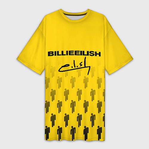 Женская длинная футболка Billie Eilish: Yellow Autograph / 3D-принт – фото 1