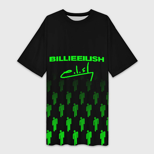 Женская длинная футболка Billie Eilish: Green & Black Autograph / 3D-принт – фото 1