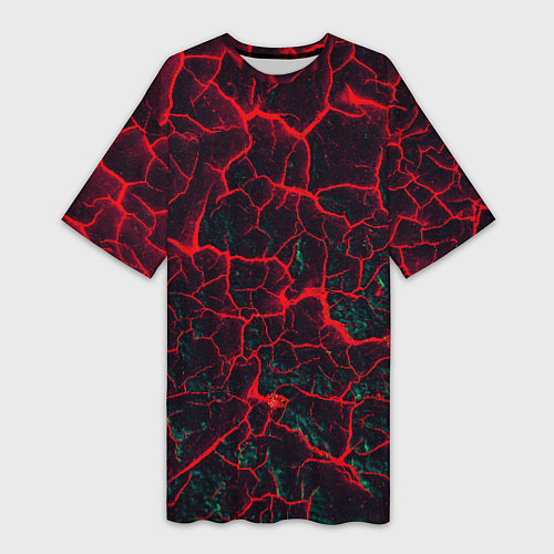 Женская длинная футболка Молнии красные абстрактные / 3D-принт – фото 1