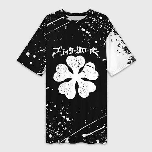 Женская длинная футболка ЧЁРНЫЙ КЛЕВЕР / 3D-принт – фото 1