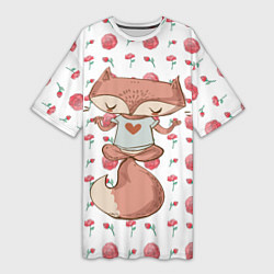 Женская длинная футболка Спокойная лисичка