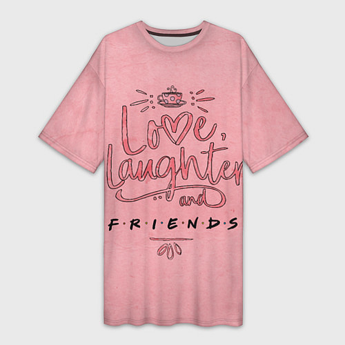 Женская длинная футболка Love laughter and Friends / 3D-принт – фото 1