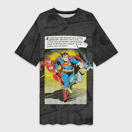 Женская длинная футболка Flash, Batman, Superman / 3D-принт – фото 1
