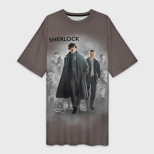 Женская длинная футболка Sherlock / 3D-принт – фото 1