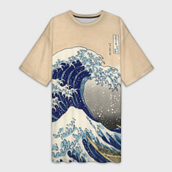 Женская длинная футболка Kanagawa Wave Art