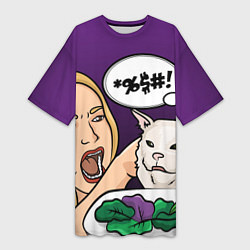 Женская длинная футболка Woman yelling at a cat