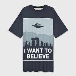 Женская длинная футболка I want to believe