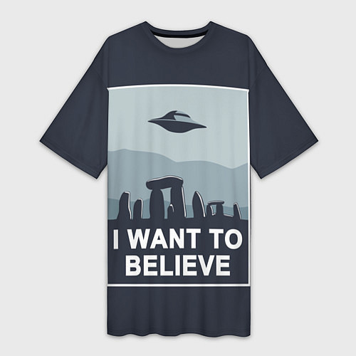 Женская длинная футболка I want to believe / 3D-принт – фото 1