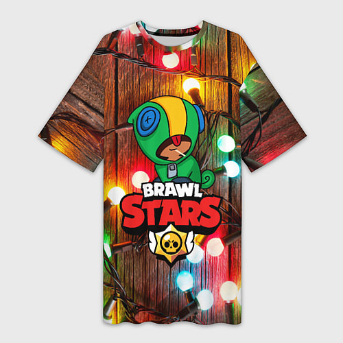 Женская длинная футболка BRAWL STARS НОВОГОДНИЙ / 3D-принт – фото 1