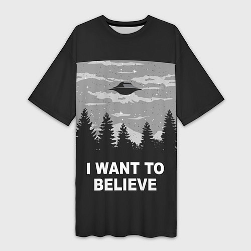 Женская длинная футболка I want to believe / 3D-принт – фото 1