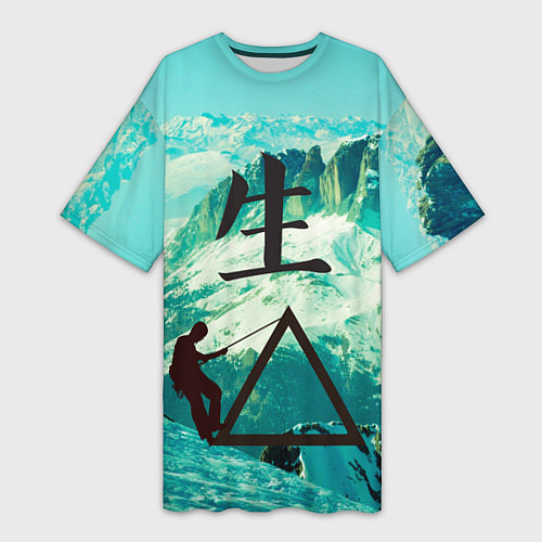 Женская длинная футболка Горы / 3D-принт – фото 1