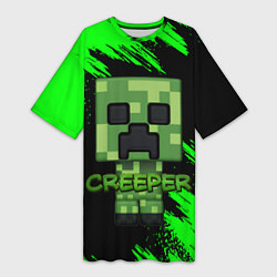 Футболка женская длинная MINECRAFT CREEPER, цвет: 3D-принт