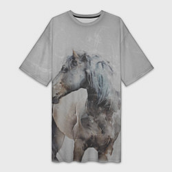 Женская длинная футболка Лошадь