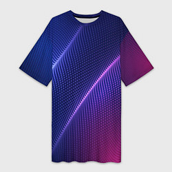 Женская длинная футболка Фиолетово 3d волны 2020