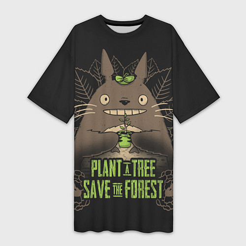 Женская длинная футболка Plant a tree Save the forest / 3D-принт – фото 1