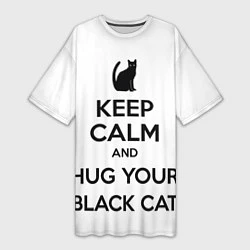 Женская длинная футболка Обними своего черного кота