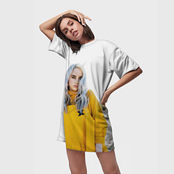 Футболка женская длинная BILLIE EILISH, цвет: 3D-принт — фото 2