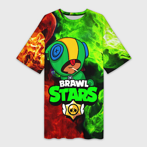 Женская длинная футболка BRAWL STARS LEON / 3D-принт – фото 1