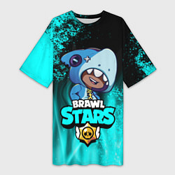 Женская длинная футболка Brawl Stars LEON SHARK