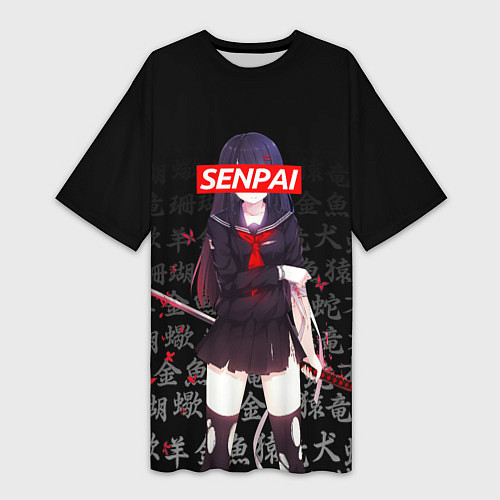 Женская длинная футболка SENPAI ANIME / 3D-принт – фото 1