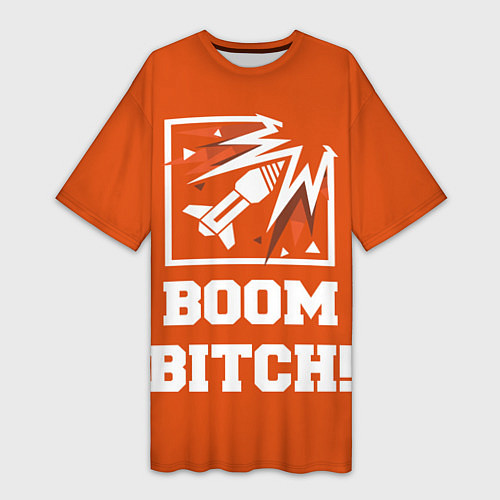 Женская длинная футболка Boom Bitch! / 3D-принт – фото 1