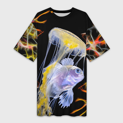 Женская длинная футболка Медуза / 3D-принт – фото 1